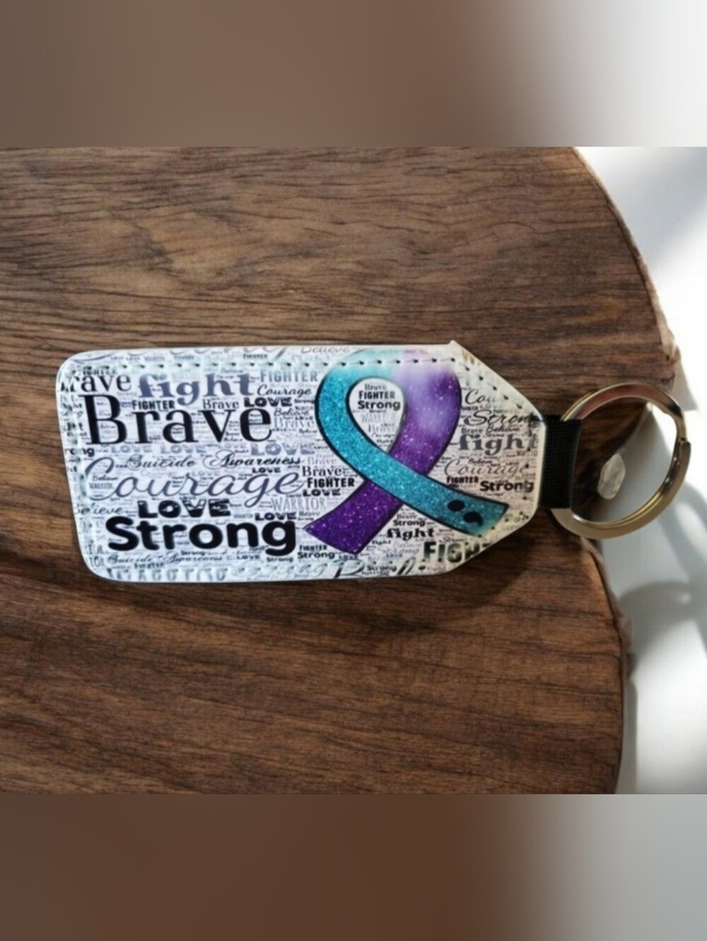 Suicide Awareness Ribbon & Quotes Keychain